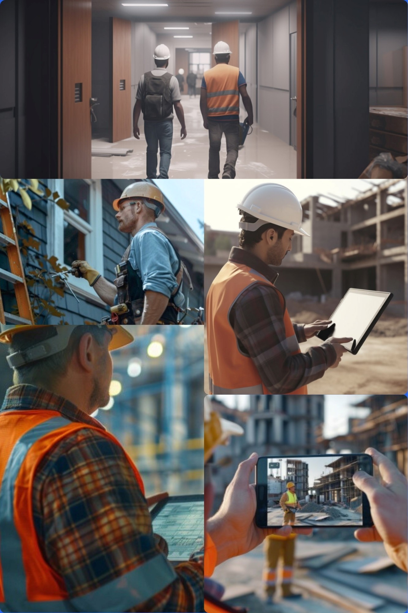 Worker using tablet